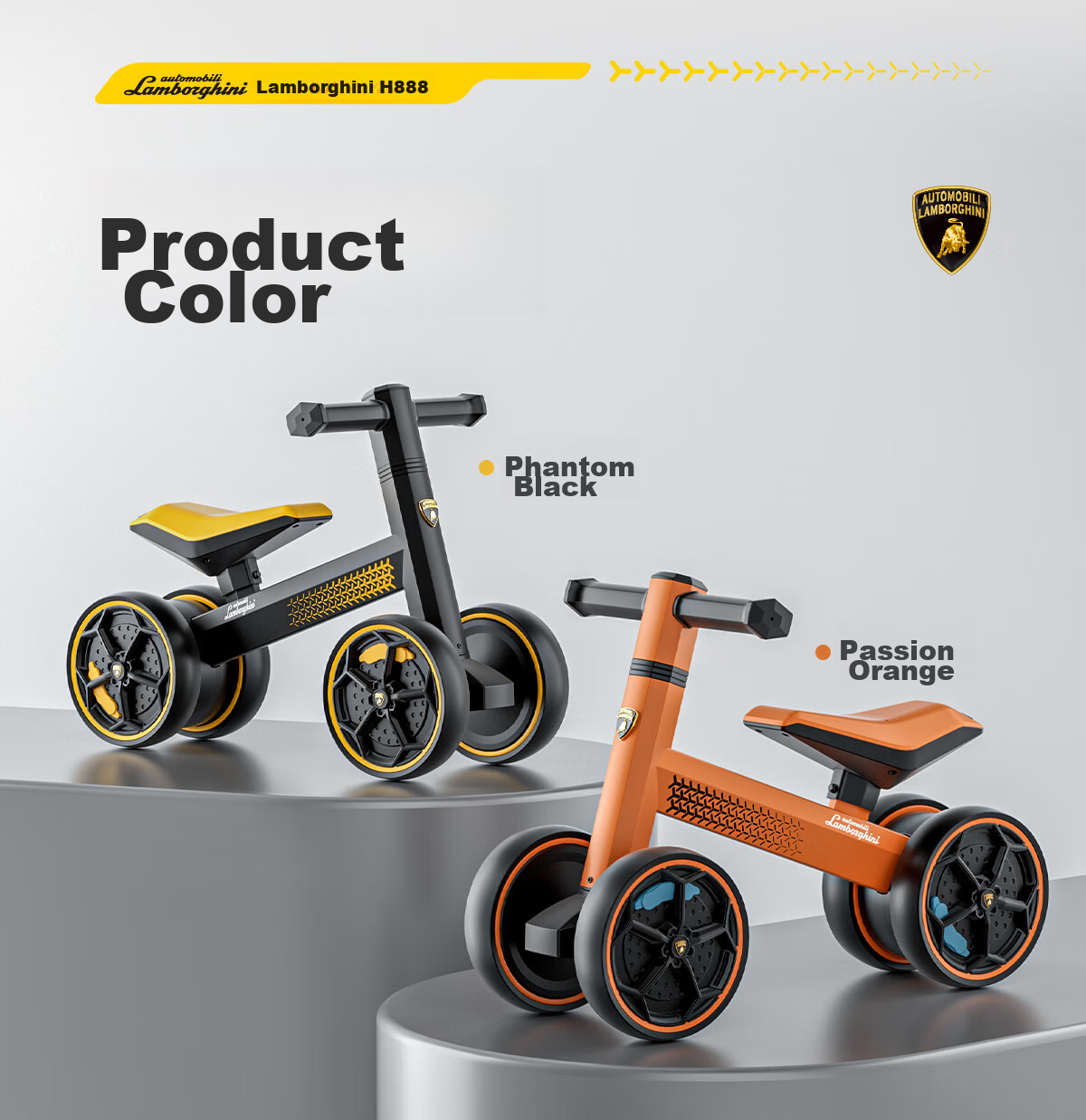 AUTOMOBILI LAMBORGHINI Children's Balance Bike for Ages 1-3, Anti-Rollover Baby Toy, National Day Birthday First Birthday Gift, Gliding Walker 29