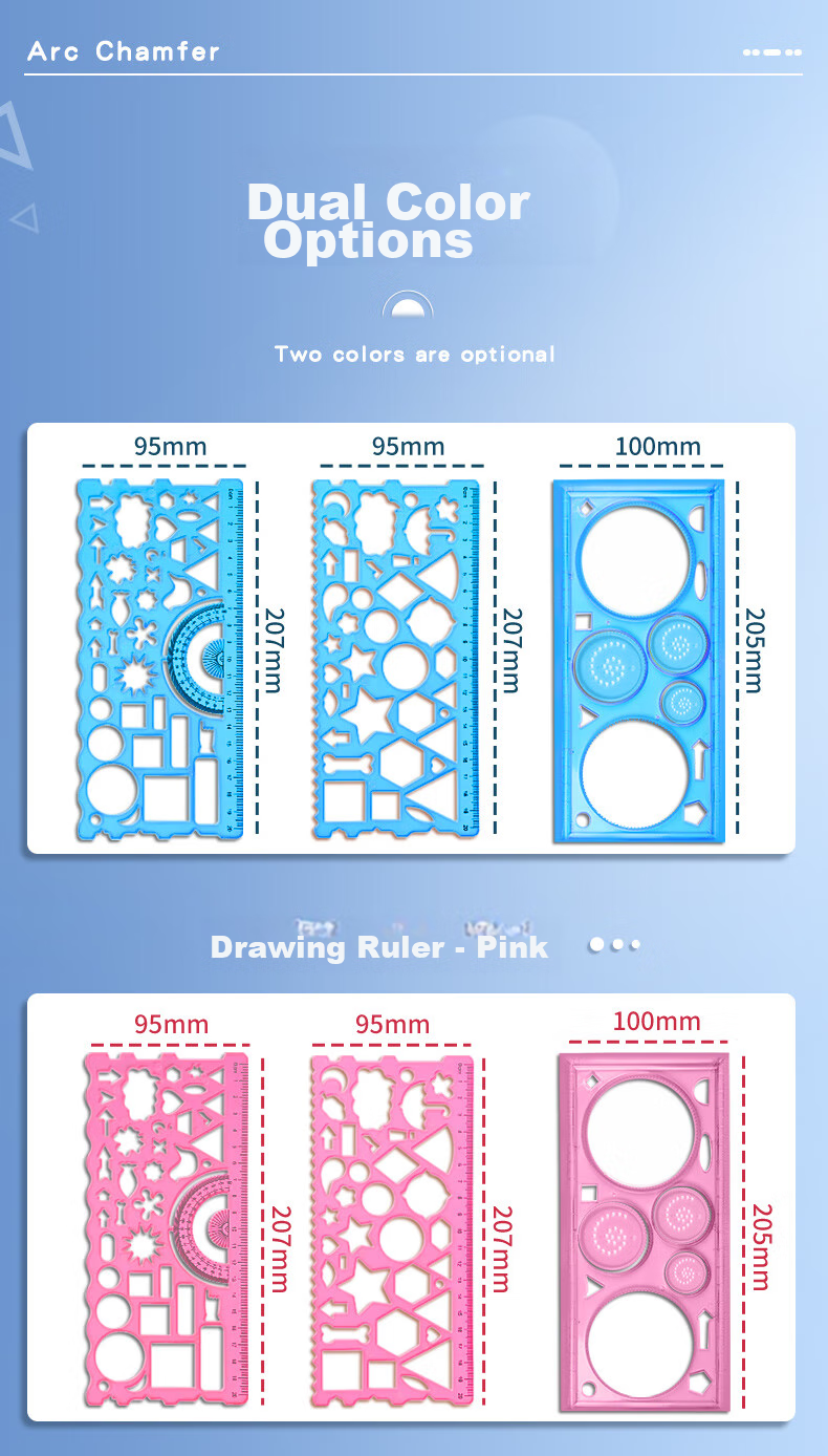 Licao Ruler Set, Multifunctional Ruler Set, Mid-Autumn Festival And National Day Handwritten Report Rulers, Multi-Functional Drawing Rulers, Elementary School Students' Handwritten Report Templates, Back-To Essentials, Blue 7-Piece Set 6