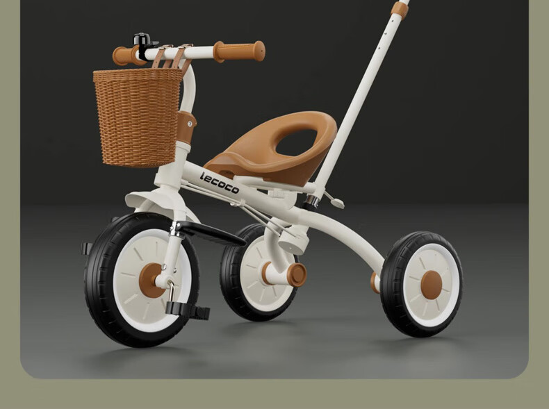 Lecoco Children's Tricycle, Baby Stroller for Ages 2-5, Parent-Child Ride-On Vehicle, No Inflation Needed, S2 Velvet Mocha Color, Baby Gift 8
