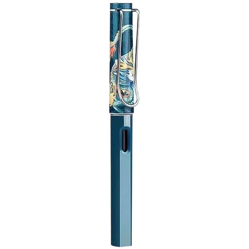 DiLe National Trend Fountain Pen for Primary School Students, Children's Handwriting Practice for Grades 3-4, Replaceable Blue Ink Cartridge, Smooth Writing with Varying Line Thickness, 3237 Single Pen Randomly Selected