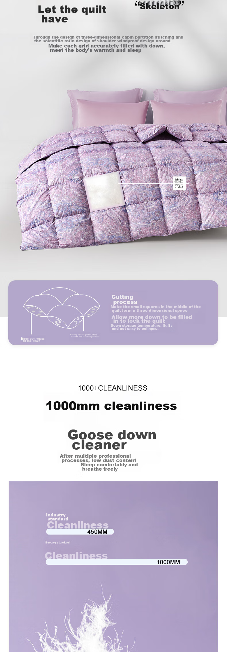 BEYOND Home Textiles down Comforter Antibacterial Washable 95% White Goose Down Winter Quilt 1000g Filling 220*240cm 8