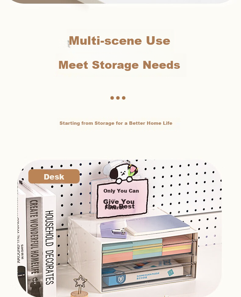 Deli Single Compartment Desktop Storage Box, Drawer-Style Office Desk Organizer for Stationery And Document Classification, Multi-Layer Storage Container, Dust-Proof Organizer Box, White PK104 8