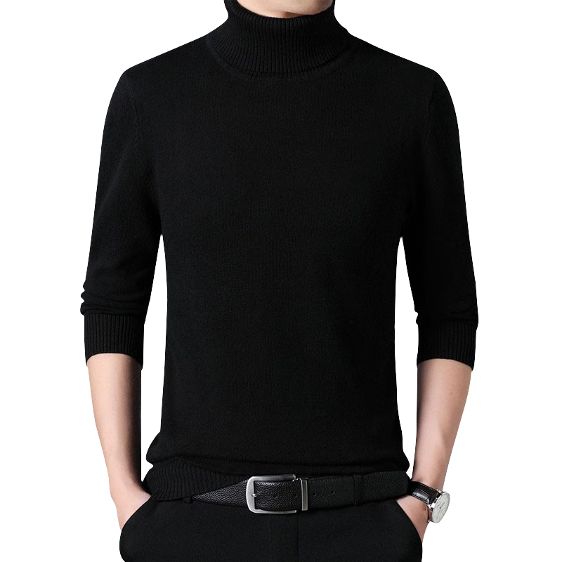 TUCANO Turtleneck Sweater, Men's Fashionable Simple Knit Pullover, Comfortable Warm Versatile Menswear Top Base Layer, Black XL