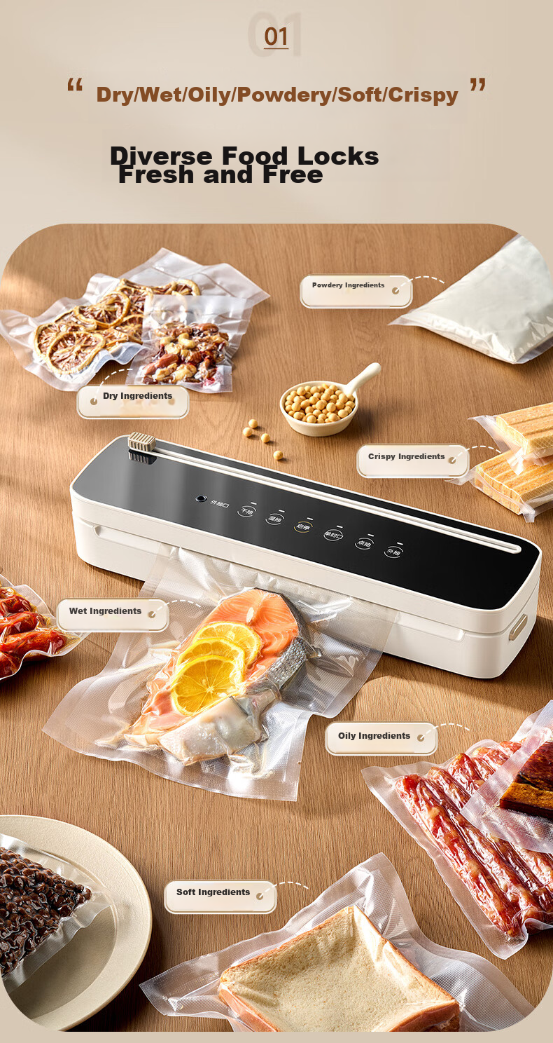 Bear Vacuum Sealing Machine, Home And Commercial Fully Automatic Vacuum Sealing All-In Machine, Dry And Wet Dual-Use Vacuum Sealer Packaging Machine FKJ-G01F2 5