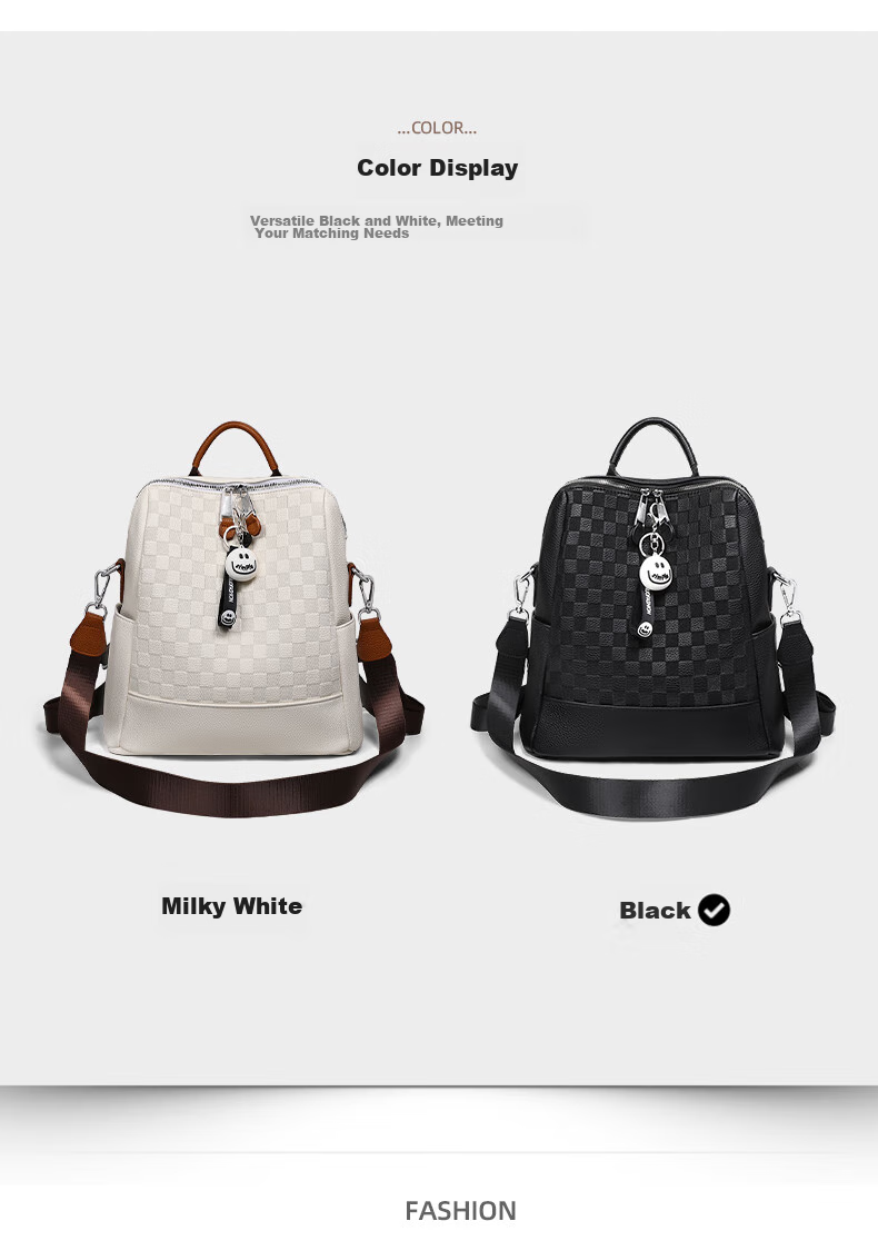 Aiqinghai Top-Grain Leather Backpack for Women, Luxury Brand School Bag, Crossbody Bag, Stylish Casual Versatile Birthday Gift 16