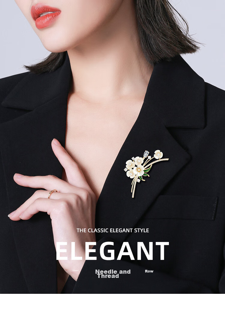 Qlady High-End Luxury Brand Brooch for Women, Anti-Exposure Pin, Suit Accessory, Mid-Autumn Festival Gift 1