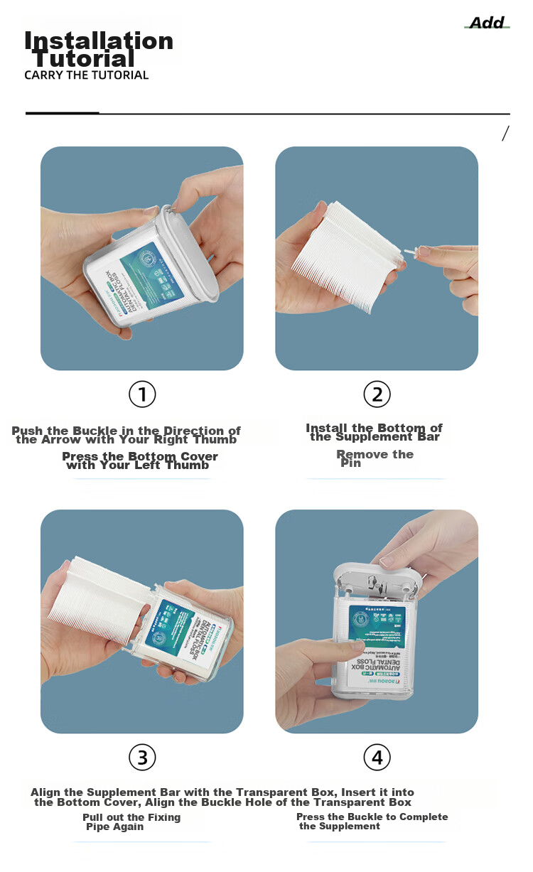Rongqiao Smart Edition Automatic Boxed Dental Floss Picks, Specialized Refill Box, Ultra-Thin Floss Family Pack, 1 Box with 200 Pieces 18