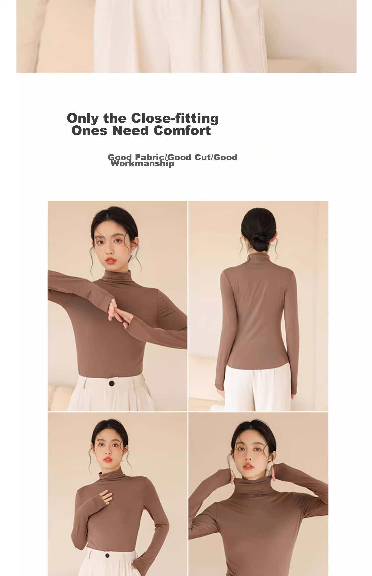 TUCANO Semi-Turtleneck Base Layer for Women, Autumn And Winter Layering Long-Sleeve Stylish Inner Wear, Tight-Fitting Versatile Top, Black, 2XL 11
