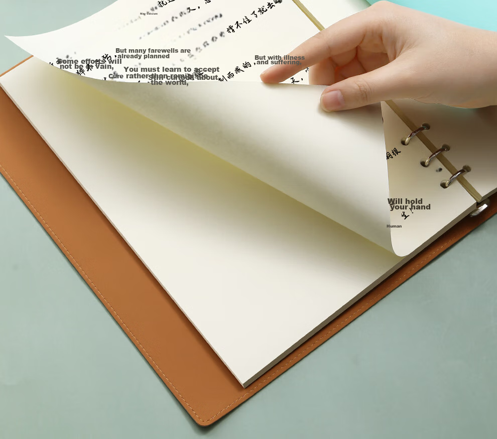 Faramon A4 Soft Cover Loose-Leaf Notebook, Blank Notepad, Simple Detachable Ring-Bound Loose-Leaf Notebook, Thickened College Student Journal, A4 Cherry Blossom Pink 13