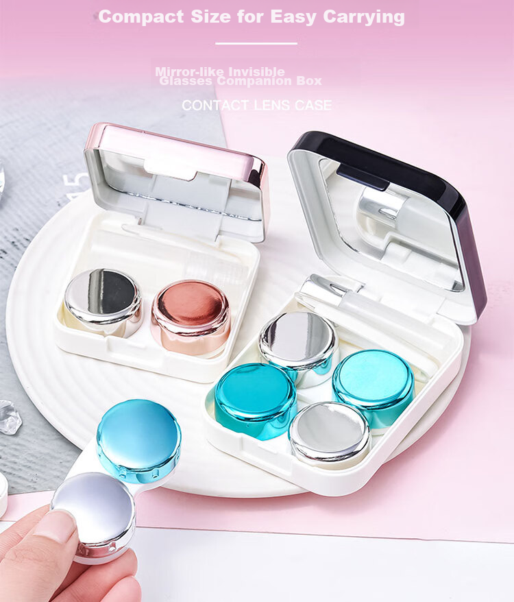 JAJALIN Contact Lens Case with Cleaning Solution Bottle, Clip, Mirror, And Insertion Tool, Double-Linked Companion Box, Marble Pattern Desig 5