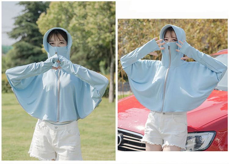 GLO-STORY Sun Protection Clothing for Women, Long-Sleeve Hooded UV-Resistant Jacket, Outdoor Anti-UV Shawl, WST114059 21