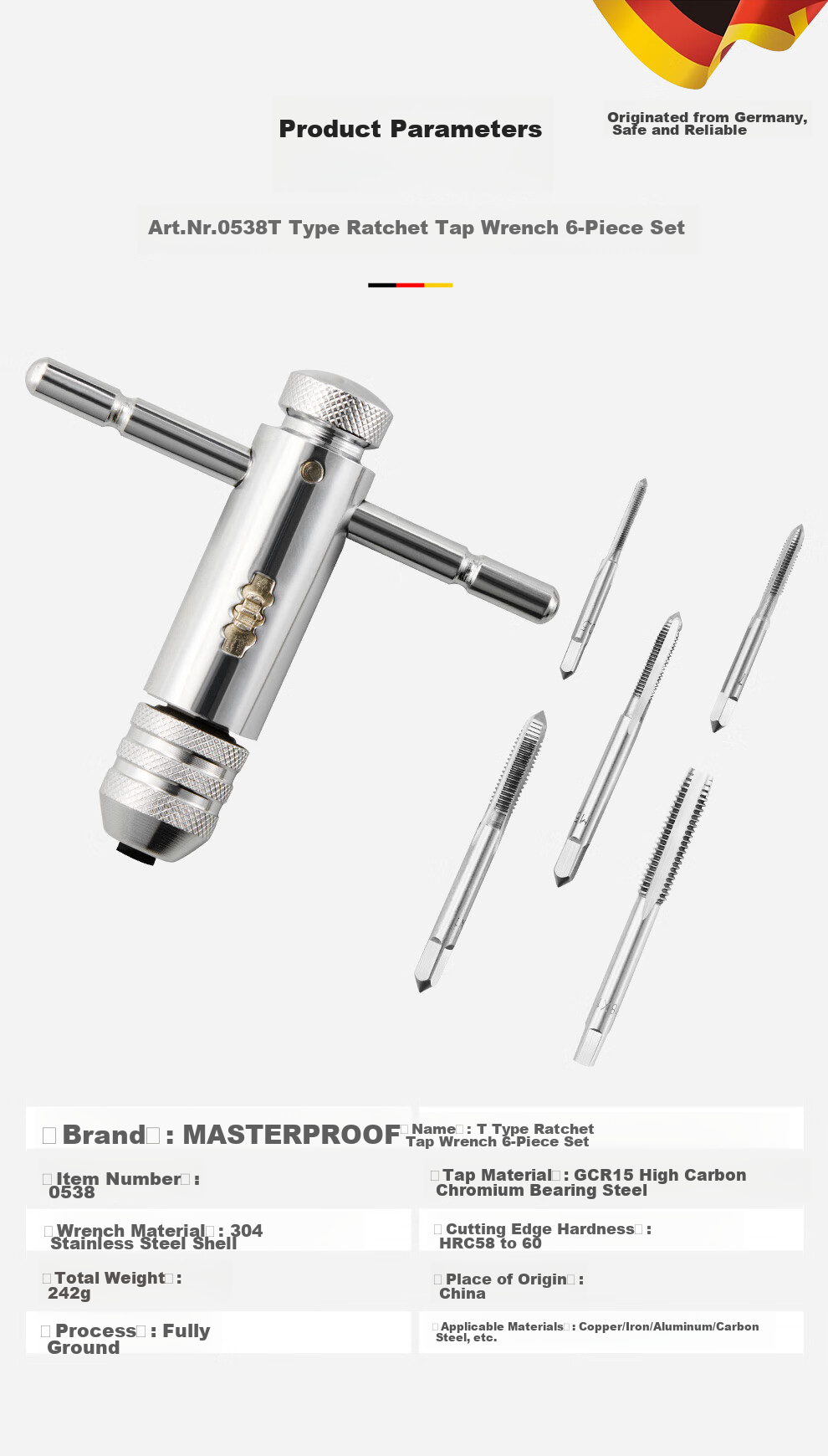 MASTERPROOF T-Slot Tap And Die Set, Manual Taps And Dies for Thread Repair, M3~M8 9