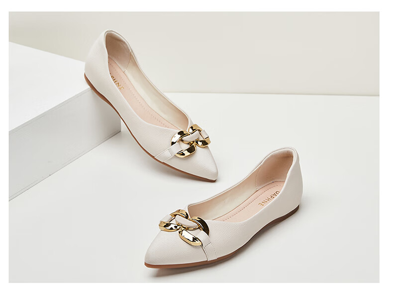 DAPHNE Flat Shoes, Soft Sole, Fashionable Women's Flats, Professional Commuter Shoes, Pointed Toe Loafers, 4623101057, Apricot Color, Size 39 15