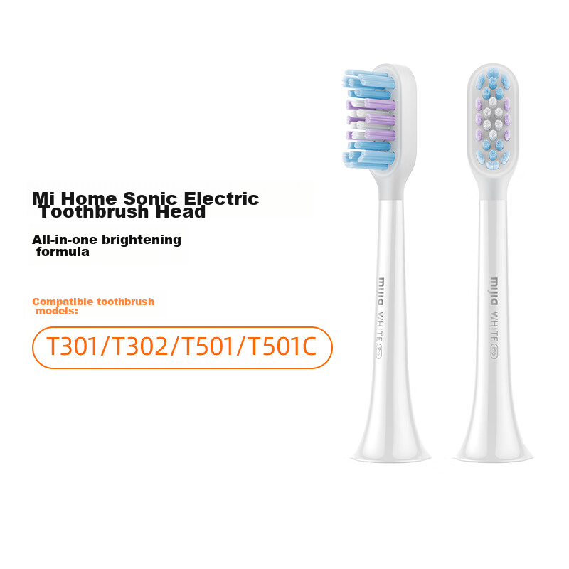 Mijia Xiaomi Sonic Electric Toothbrush Heads (All-In Whitening Type), 2-Pack, Compatible with T501/T501C, White Birthday