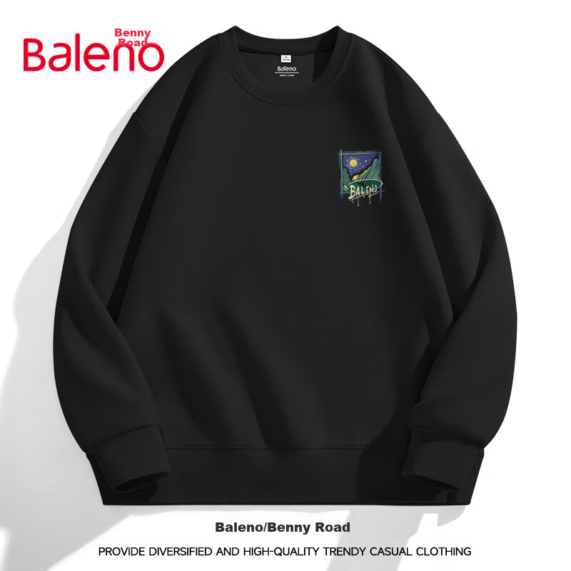 Baleno Sweatshirt for Men, Autumn Season, 320G Heavyweight Long-Sleeve Loose-Fit Oversized Trendy Crew Neck Top, Versatile Youth Hoodless Jacket 12