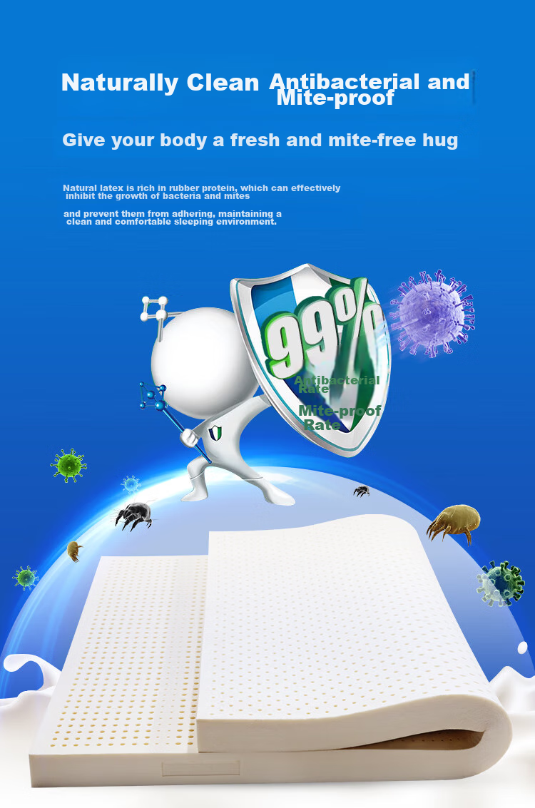 Jinxiangshu Natural Latex Mattress, Imported from Thailand, Home Use, Spine-Friendly, Double Size 1.8*2 Meters, Medium Firm 7