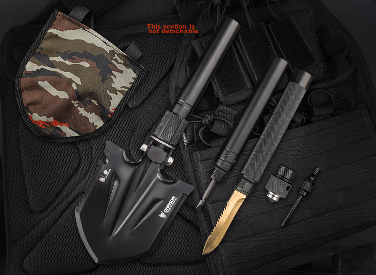 HX OUTDOORS Multi-Functional Military Shovel Folding Spade Iron Shovel Outdoor Equipment Car-Mounted Military Shovel Jiaolong Tactical Shovel 3