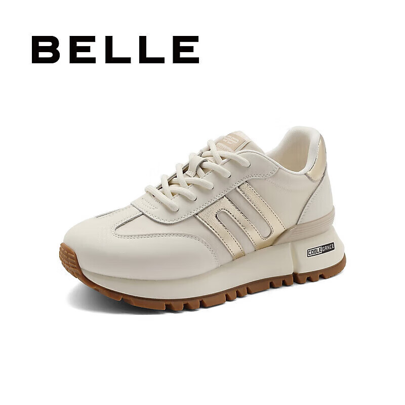 Belle Zhou Yutong Same Style Women's Shoes, Spring And Summer Mall Lightweight Heightening Casual Shoes A8D1DCM5, Beige Gold, Size 38