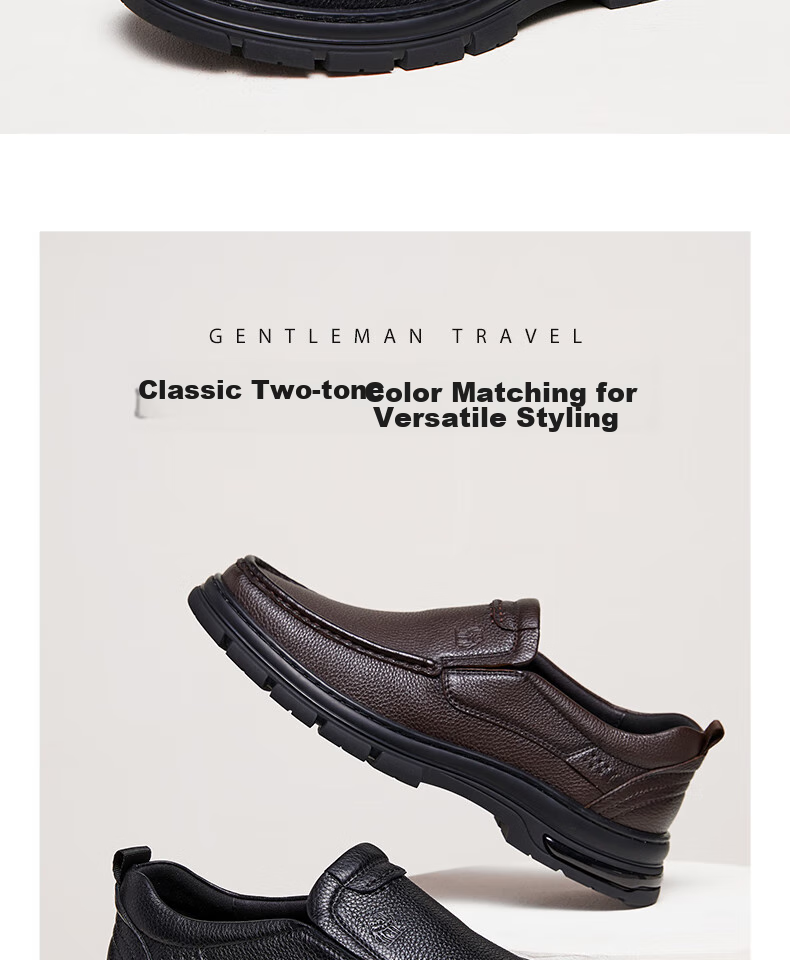 CAMEL Leather Comfortable Work Casual Dad Classic Business Shoes for Men, G14A211653, Black, Size 38 2