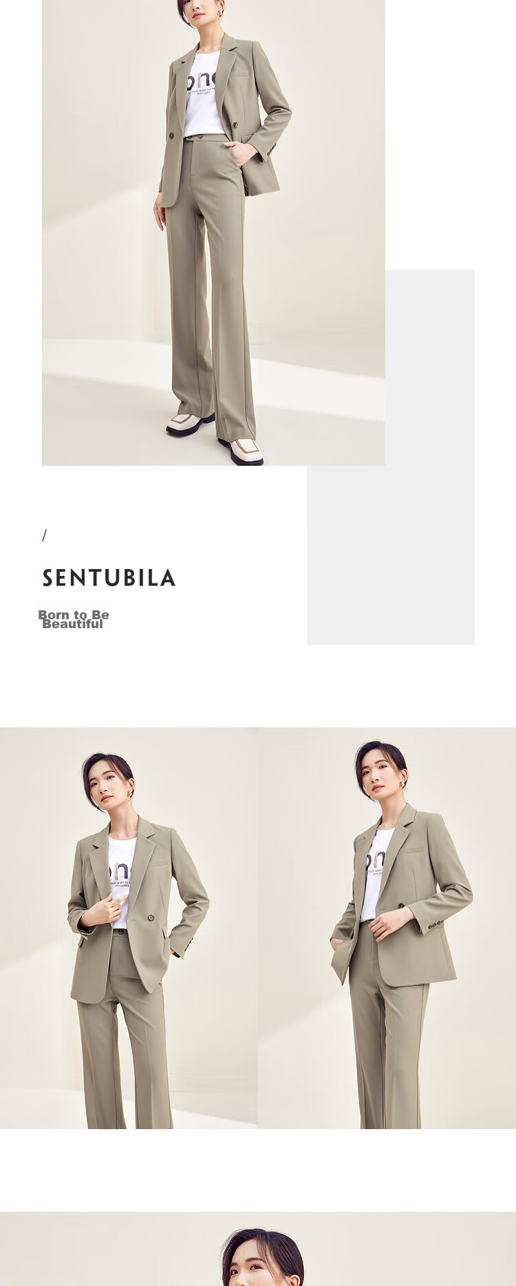 Sentubila Women's Professional Commuter Suit Set Spring Autumn Wrinkle-Resistant Non-Iron Blazer and Pants Two-Piece Interview Business Suit 9