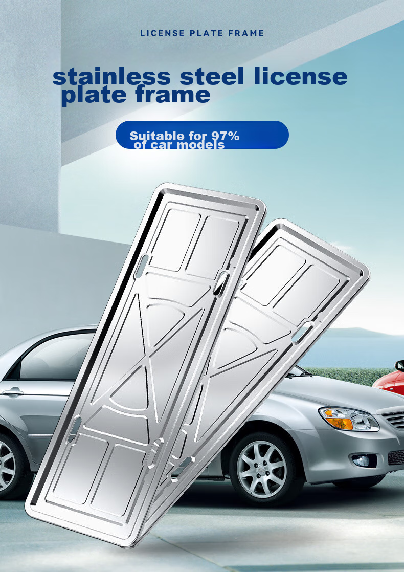 Dijialun New Energy Vehicle License Plate Frame, Car License Plate Holder, New Traffic Regulation Compliant License Plate Bracket, Stainless Steel Base, Green Plate 11