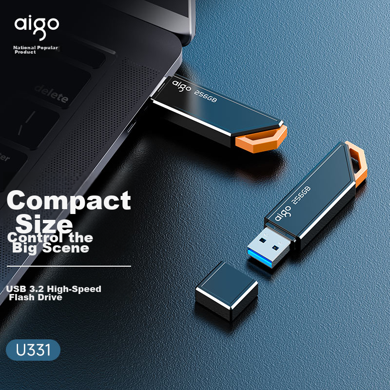 Aigo 64GB USB3.2 Gen 1 Flash Drive, High-Speed 150MB/s U331, for Business And Study, Computer Office Bidding, Car Use, Indicator Light, Large Capacity, Portable USB Drive