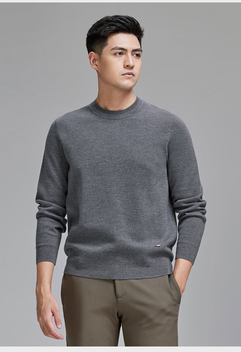 Goldlion [Puff Fleece] Men's Casual Solid Henry Collar Sweater Autumn Winter Long Sleeve Knitwear Dark Blue 2XL 8