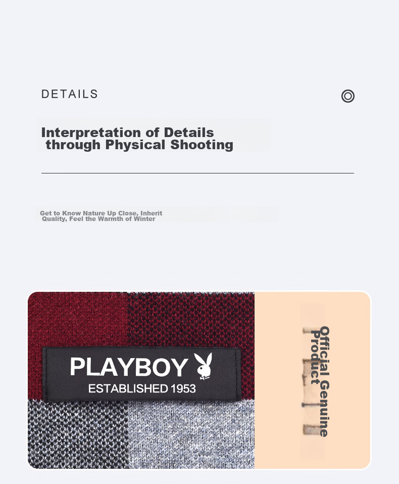 PLAYBOY Men's Autumn Winter Outdoor Warm Thick Scarf Birthday Gift for Husband Father Gift Box Set 8