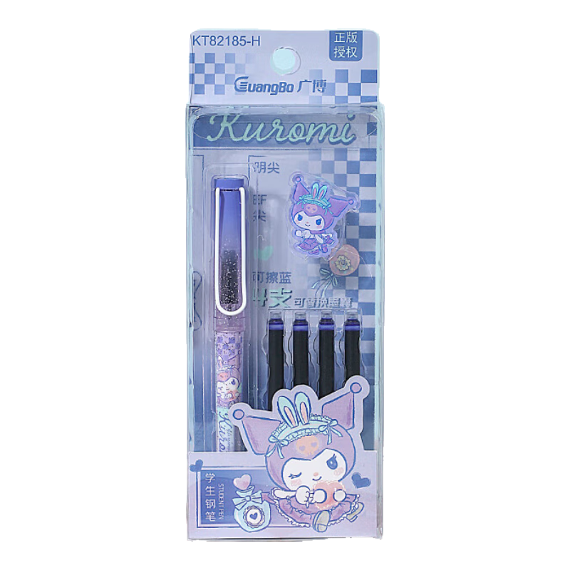GuangBo & Sanrio Fountain Pen, Beginner's Calligraphy Practice EF Hard Nib Pen, Elementary School Student Gift, Third Grade Posture Correction Signature Pen, Random Pattern, KT82185-H