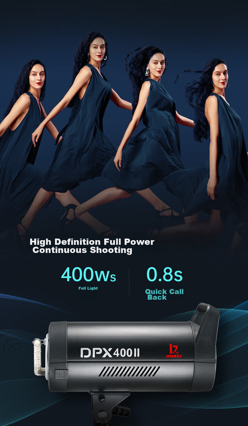 JINBEI DPX400II Professional Photography Light, 400W Studio Flash, for Photography Studios, Wedding Portraits, Photo Shoots, ID Photos, E-Commerce, Clothing, Still Life Shooting, Fill Light, Main Light 4