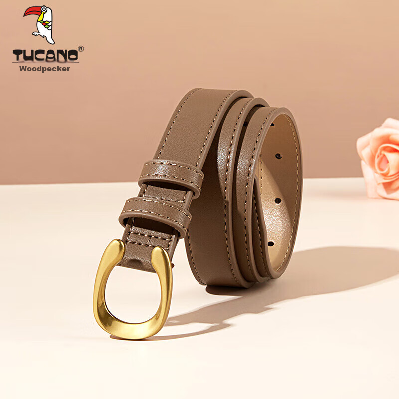TUCANO Genuine Leather Belt with Pin Buckle for Women, Versatile Waistband, Fashionable Decorative Belt, Practical Birthday And 520 Gift