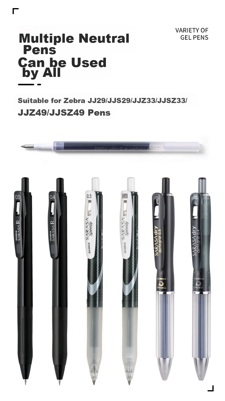ZEBRA Quick-Drying Gel Pen Refill JRV-0.5 (Compatible with JJ29 Pens) 0.5mm Bullet Tip Refill Blue 5-Pack 5