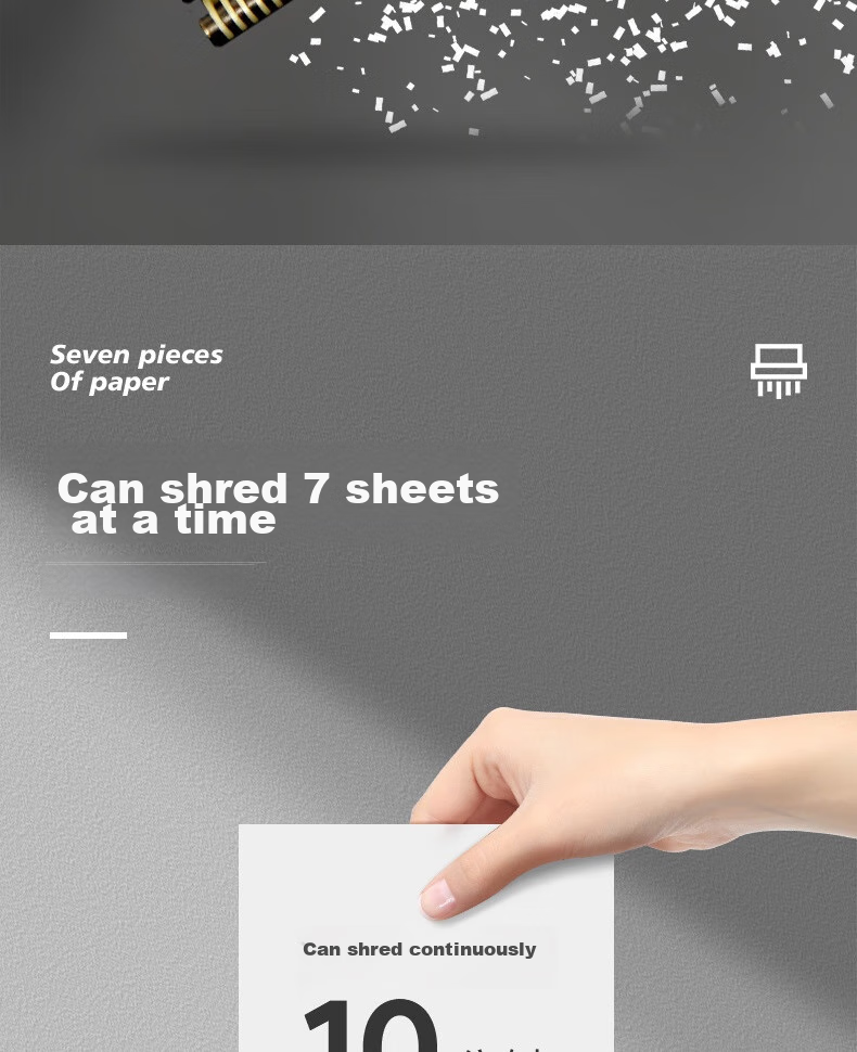 SUNWOOD Level 5 Confidential Office Commercial Paper Shredder (7 Sheets Per Pass, 20 Minutes Continuous Operation, 20L Capacity for Shredding Paper, Cards, Paper Clips, Staples) SD9331D 8
