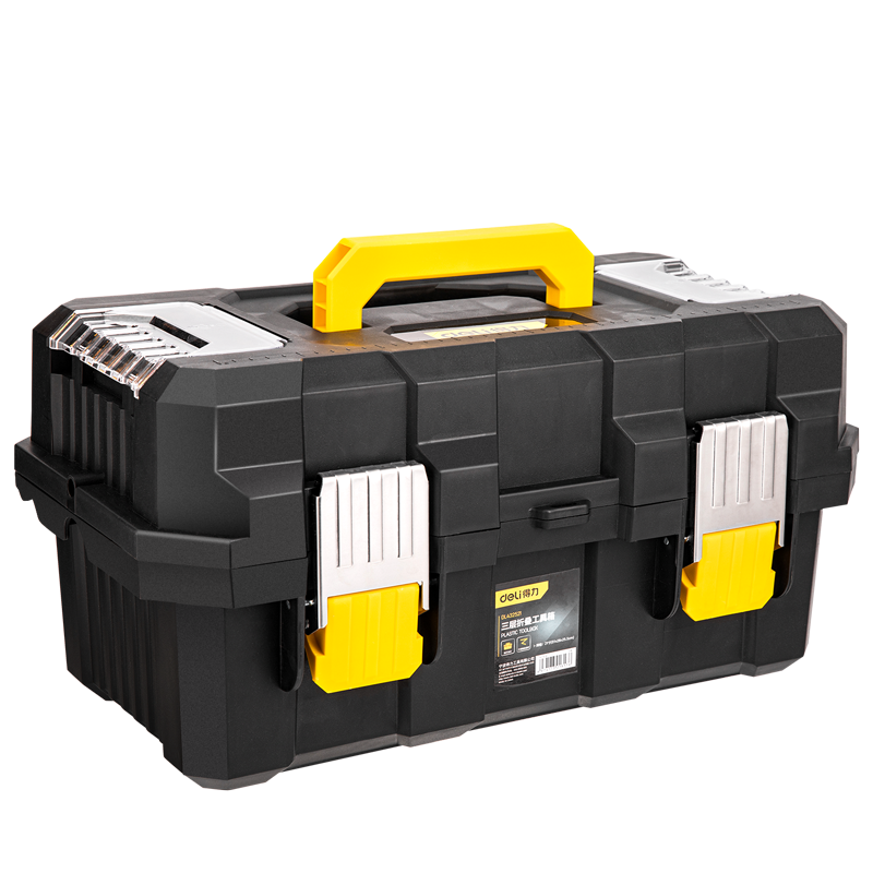 Deli Reinforced Three-Layer Folding Toolbox Storage Box, Car Multi-Functional Repair Tool Case, Home Hardware Organizer, 21 Inches