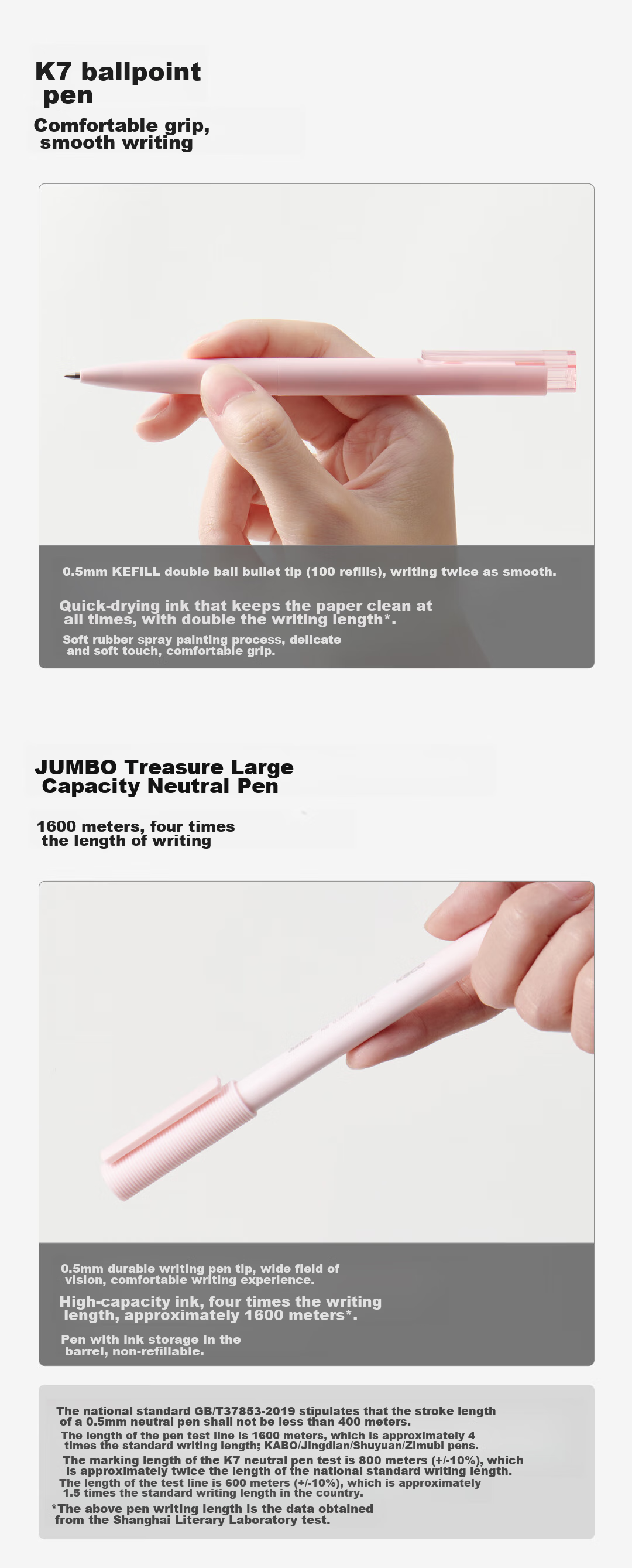 KACO Good Pink Set of 0.5 Black Gel Pens 6-Pack, Large Capacity Student Exam Writing Pens, Office Stationery, Quick-Drying Smooth Signing Pens 6