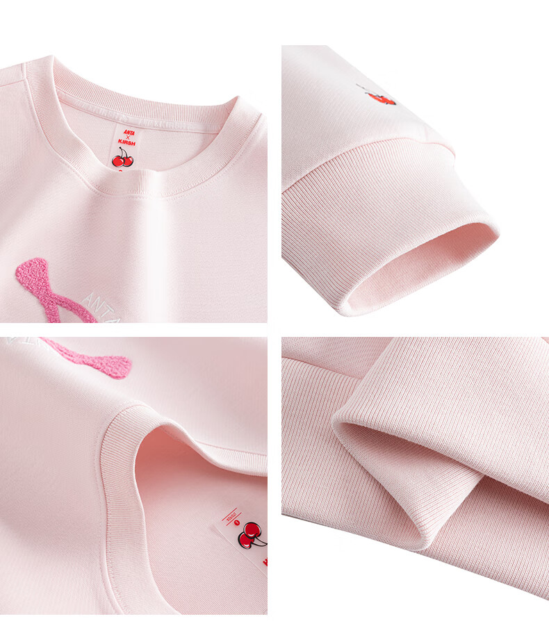 ANTA ×kirsh Collaboration | Cherry Round Neck Pullover Sweatshirt for Women, New Autumn Trendy Sports Top 28