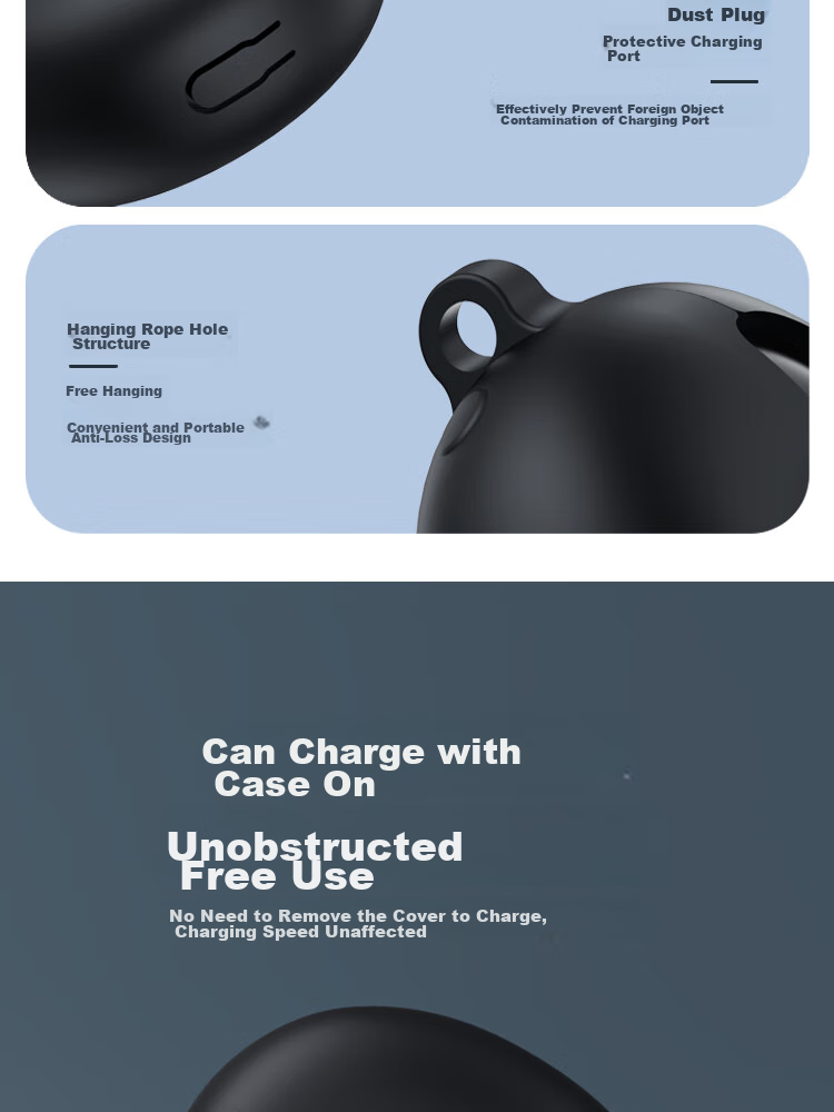 ESCASE Protective Case for Huawei FreeClip Ear Clip Bluetooth Headphones, Liquid Silicone Soft Shell Full Coverage Shockproof Ultra-Thin Protective Case, Premium Gray 8