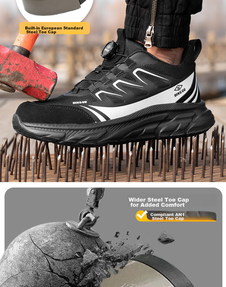 Dinggu Safety Shoes for Men, Lightweight All-Season Anti-Smashing And Puncture-Resistant Steel Toe Work Boots with Smart Buckle JD8071D41 6