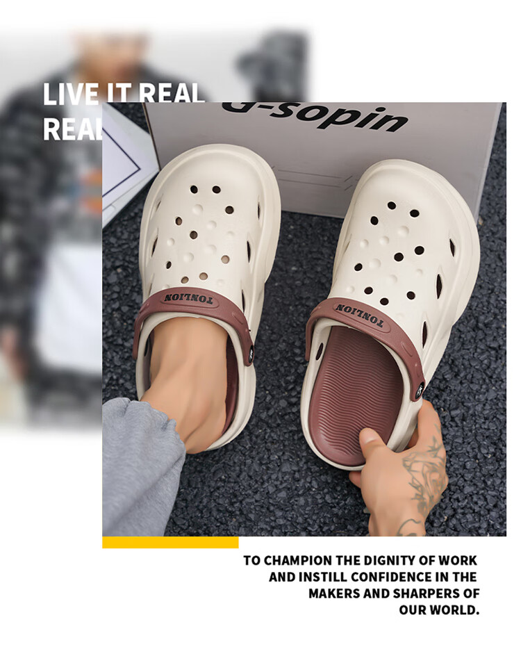 TonLion Men's Sandals 2026 Summer Breathable Height-Increasing Dual-Purpose Beach Shoes Fashionable Orange Size 40-41 2