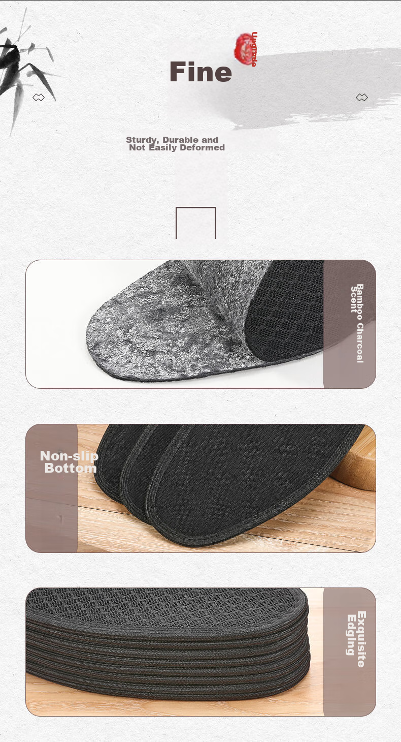 Bangnishi Jia 6 Pairs of Bamboo Charcoal Insoles, Odor-Resistant, Breathable, Sweat-Absorbing, Deodorizing, Fresh-Scented, for Men And Women, Suitable for Sports Leather Shoes in Summer 8