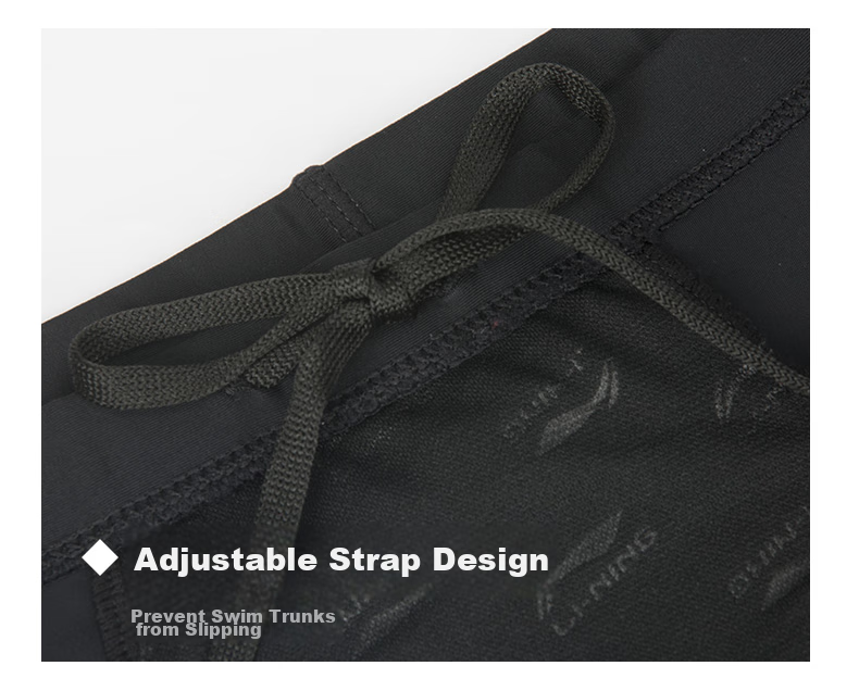 Li-Ning Swimming Trunks for Men, Elastic Comfortable Boxer Swimwear, Quick-Drying Non-Clinging Hot Spring Resort Men's Swim Shorts, Black LSSL125 XXXL 16