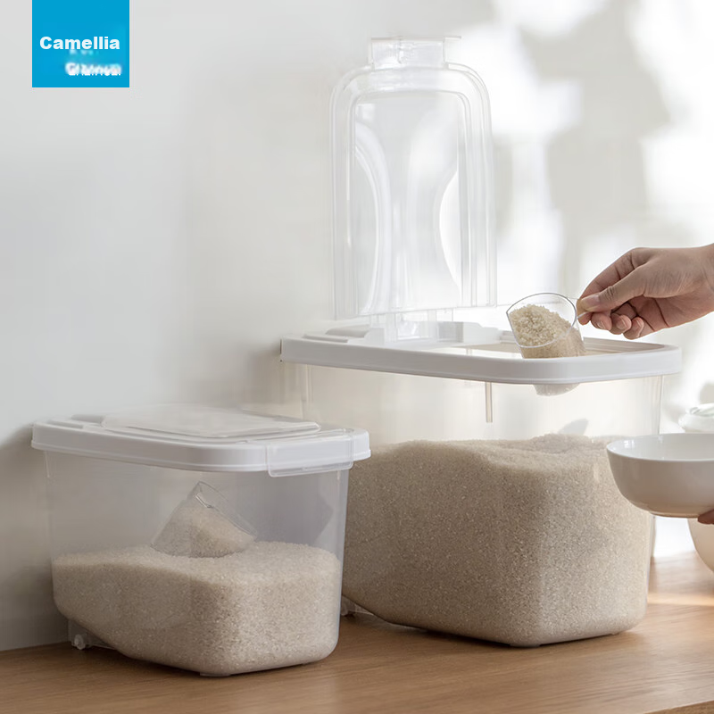 CHAHUA Rice Storage Container, 10 Jin Capacity, Sealed Bucket, PS Material, Dust-Proof Seal, Kitchen Grain Storage Box