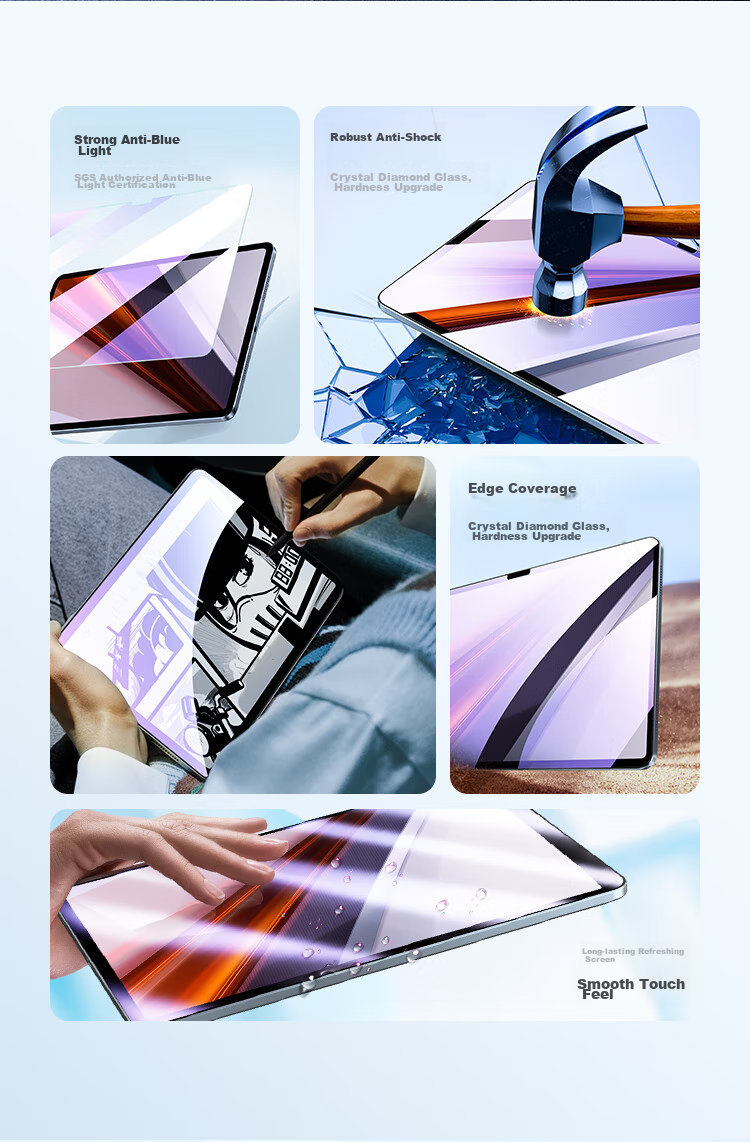 BIAZE Tempered Glass Screen Protector for Vivo/iQOO Tablet, 2023 Model, 11.5-Inch Pad Air, Anti-Blue Light Film, Scratch-Resistant, Full-Screen Coverage Film, PM206 Blue Light Protectio 2