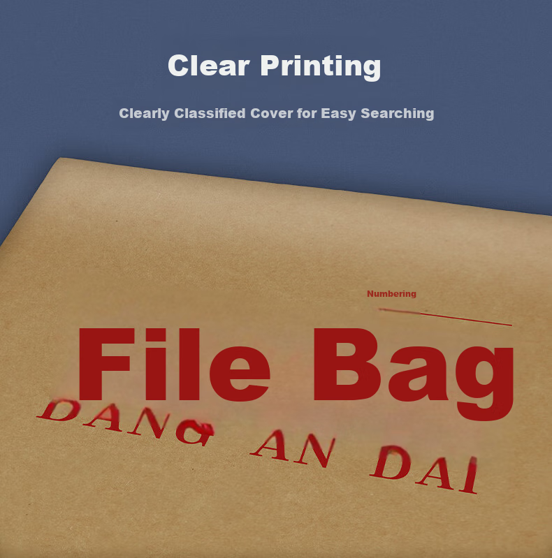 SIMAA 20 Pieces Red Text Pure Pulp A4 Kraft Paper File Folders 180g Side Width 5cm Bid Document Filing Envelopes 6849 4