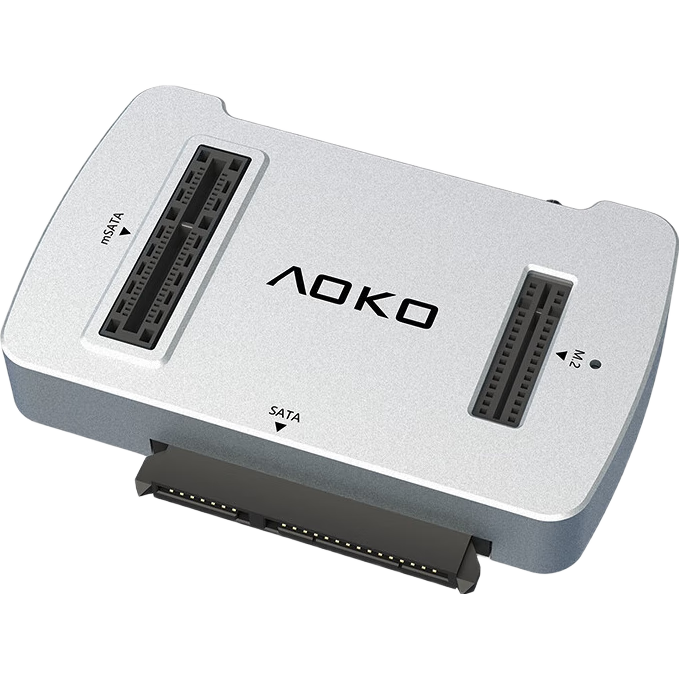 AOKO mSATA/M.2 SATA/NVMe SSD Enclosure Base, 2.5/3.5" SATA Mechanical Multi-Functional Reader, M2 to USB Dual Protocol Adapter, AM10SL