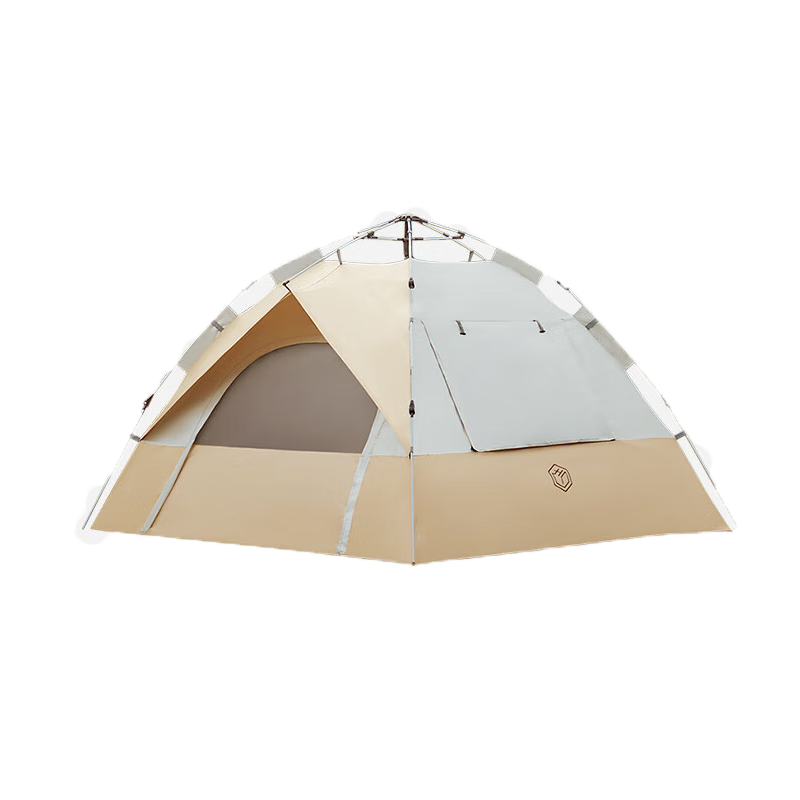JD Original Park Quick-Open Tent, 3 Square Meters, Pop-Up Design, Windproof And Sun-Resistant, Outdoor Camping Equipment with Moisture-Proof Mat, Flowing Sand Gold Color