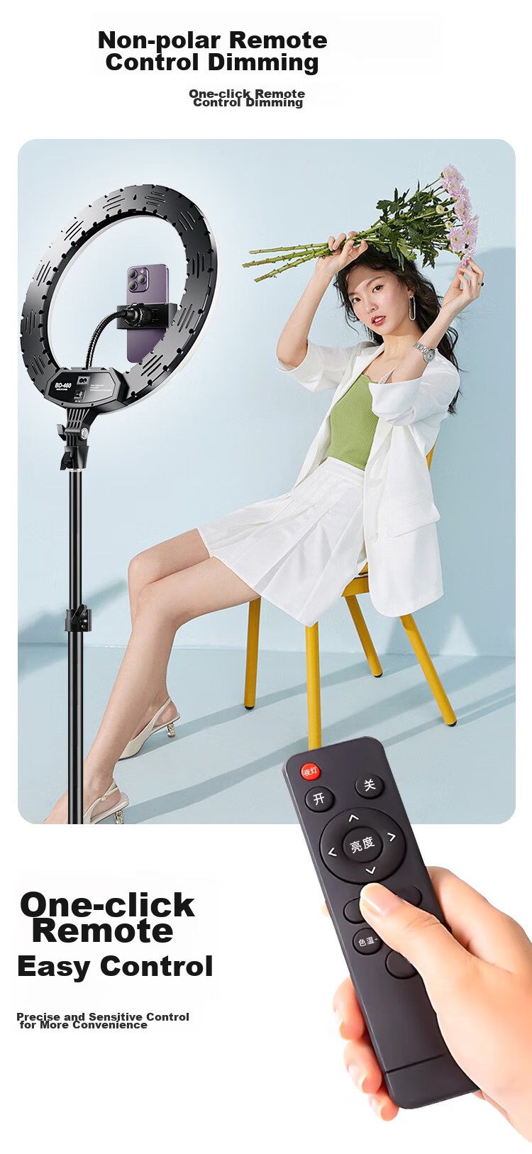 LATZZ 45cm Live Streaming Fill Light, LED Ring Photography Light, Dual Color Temperature Beauty Light, Large Aperture Soft Light, Popular Streamer Special, Outdoor Camera Phone Live Streaming Studio Lighting 18
