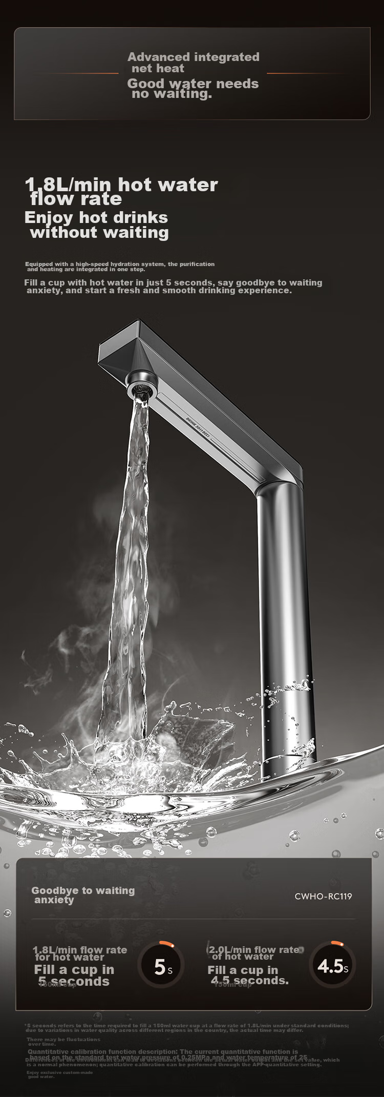 COLMO Water Purifier Black Pearl Integrated Hot Water And Purification System, 800G Household Kitchen Heating Direct Drinking Under-Sink Purifier, Specialized for Kitchen Use, Under-Counter, No Scale Inhibitor, RO Reverse Osmosis RC119 5