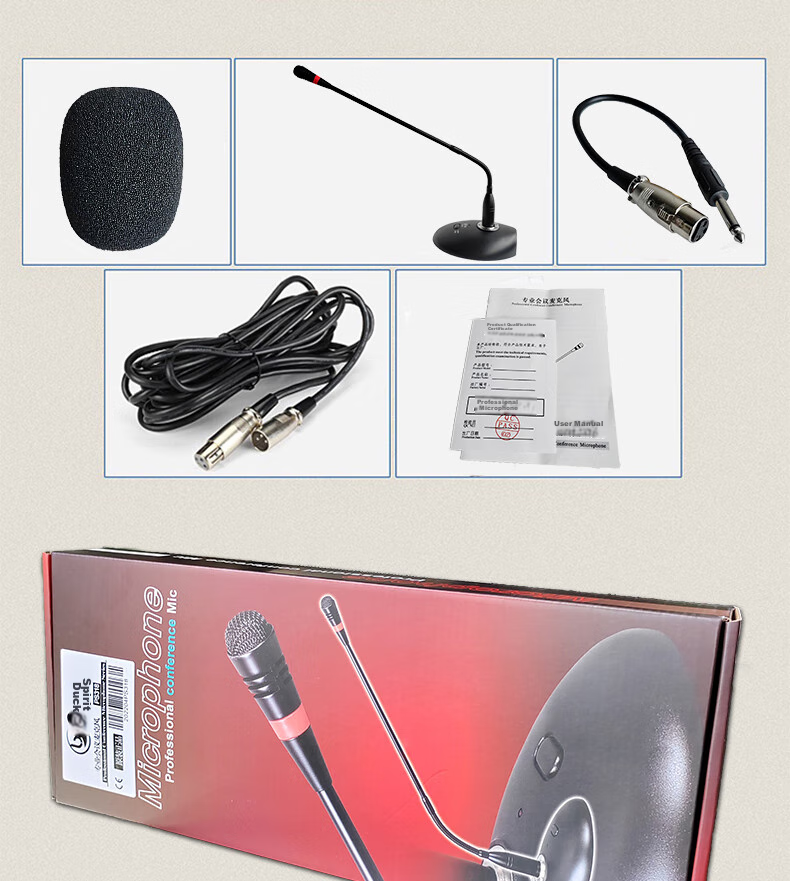 Lingque PS312 Wired Conference Microphone Desktop Gooseneck Pickup Anti-Interference Phantom Power 48V Rechargeable Long Rod Condenser Mic 9