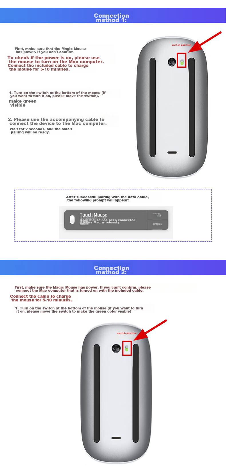 Bkayp Apple MacBook IPad Mouse, Miao Kong Wireless Bluetooth Touch, 60-Day Battery Life, 3C Certified Battery, Office Quiet Charging 19